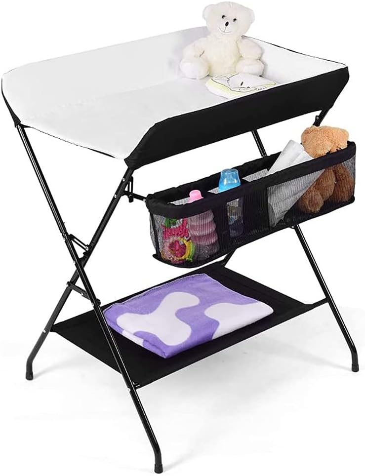 Supfine - Table à Langer Pliable - Hauteur Réglable - Avec Panier de Rangement – €35,99