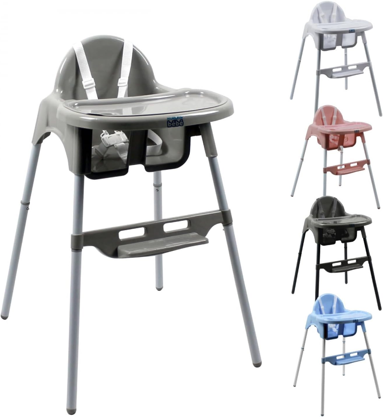 Monsieur Bébé - Chaise Haute Enfant - Hauteur Réglable - Plusieurs Couleurs – €25,99