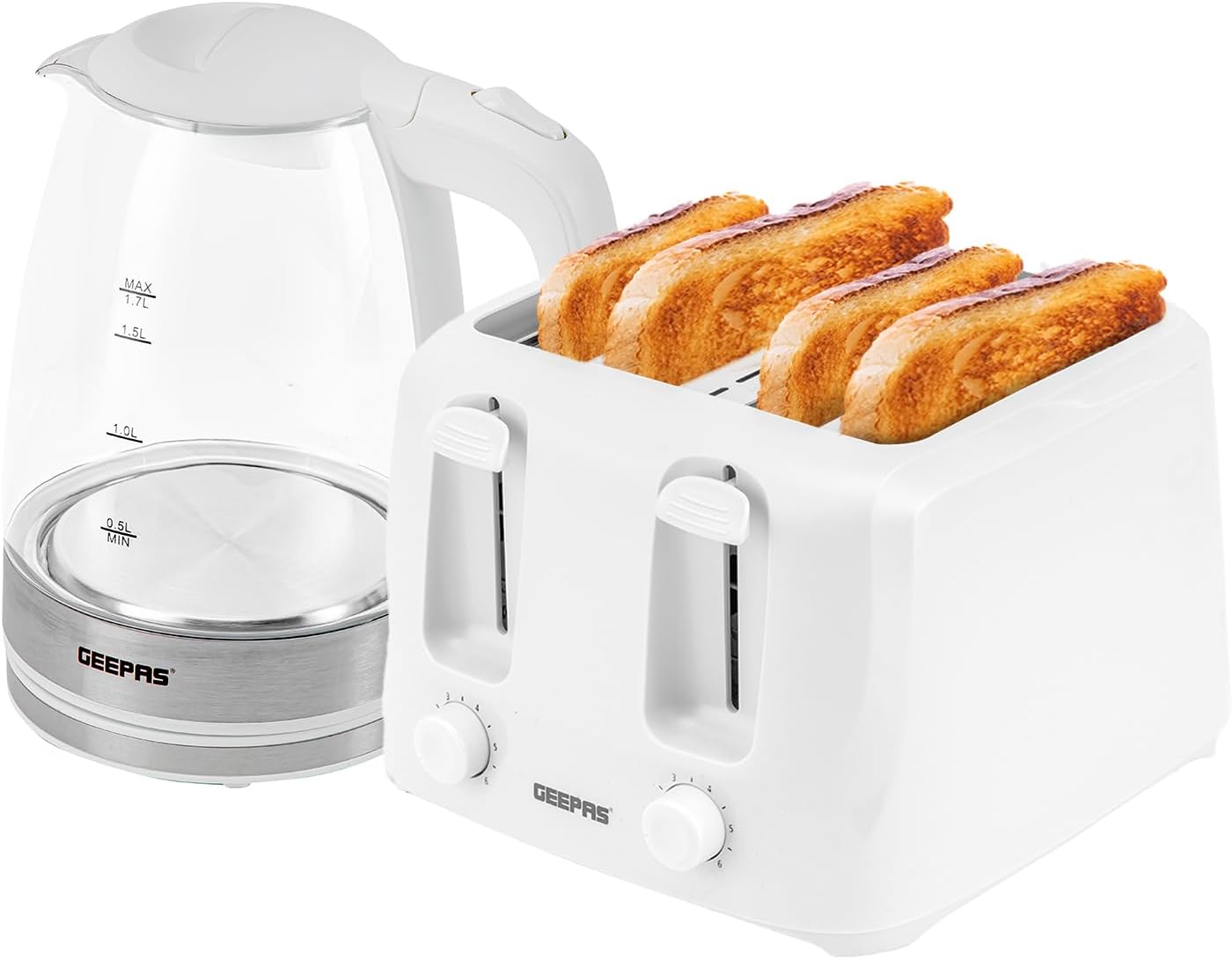 GEEPAS - Set Bouilloire Électrique 1.7L - Toaster 4 Tranches – €22,74