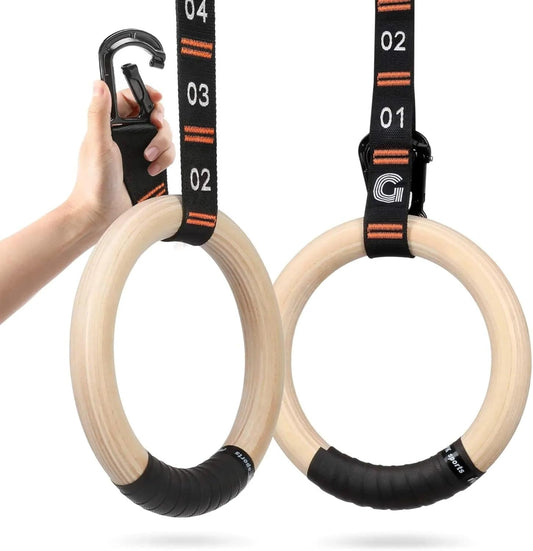 OZLCUA - Anneaux de Gymnastique - Bois 28mm/32mm - Sangles Ajustables – €26,99