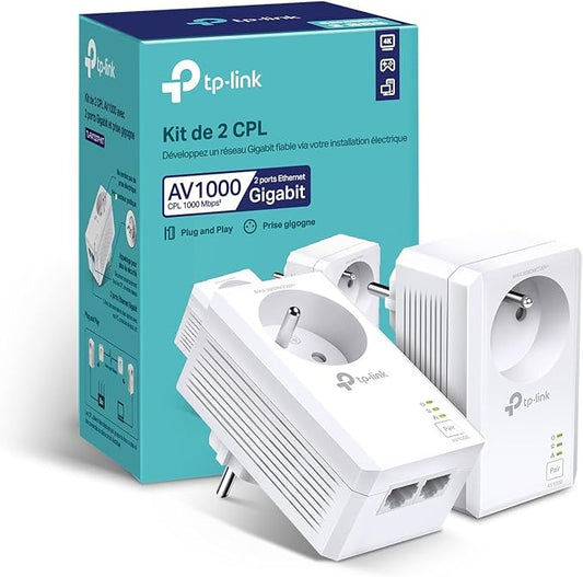 CPL TP-Link 1000Mbps – 2 Ports Gigabit – Prise Intégrée