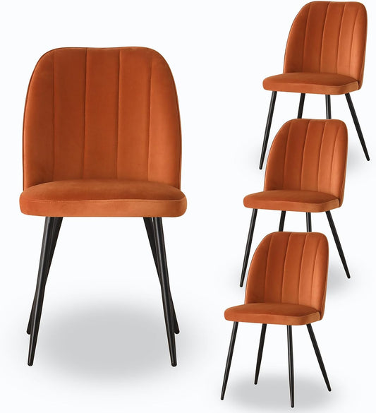 AINPECCA - Chaise de Salle à Manger - Design Ergonomique - Velours Orange – €178,99
