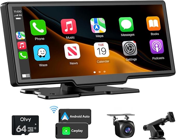 Écran CarPlay Sans Fil Olvy 10.26 Pouces, Connexion Bluetooth & WiFi