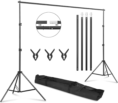 Kit Support Fond Photo Réglable Léger et Portable pour Studio