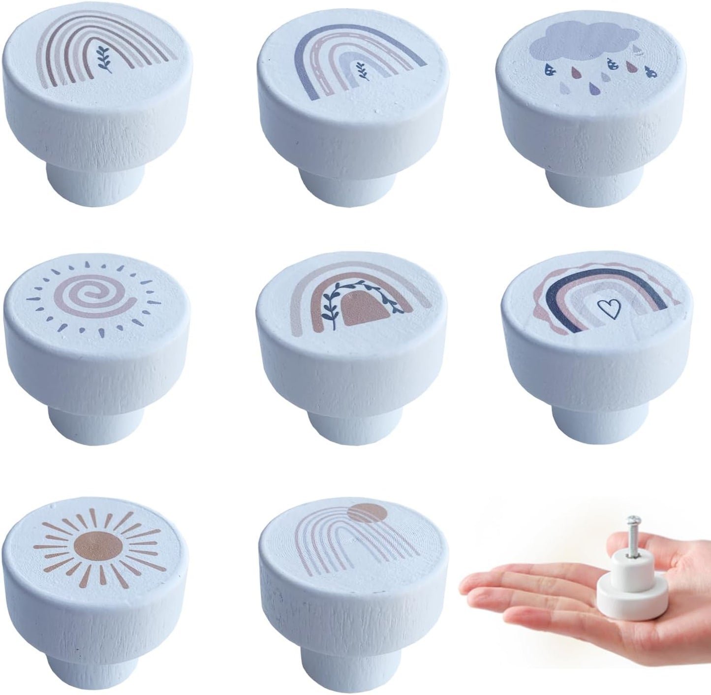 HY HUIJUN - Boutons de Meuble - Bois Blanc - Lot de 8 – €47,99