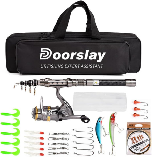 doorslay - Kit de Pêche - Canne Télescopique - Moulinet Spinning – €28,99