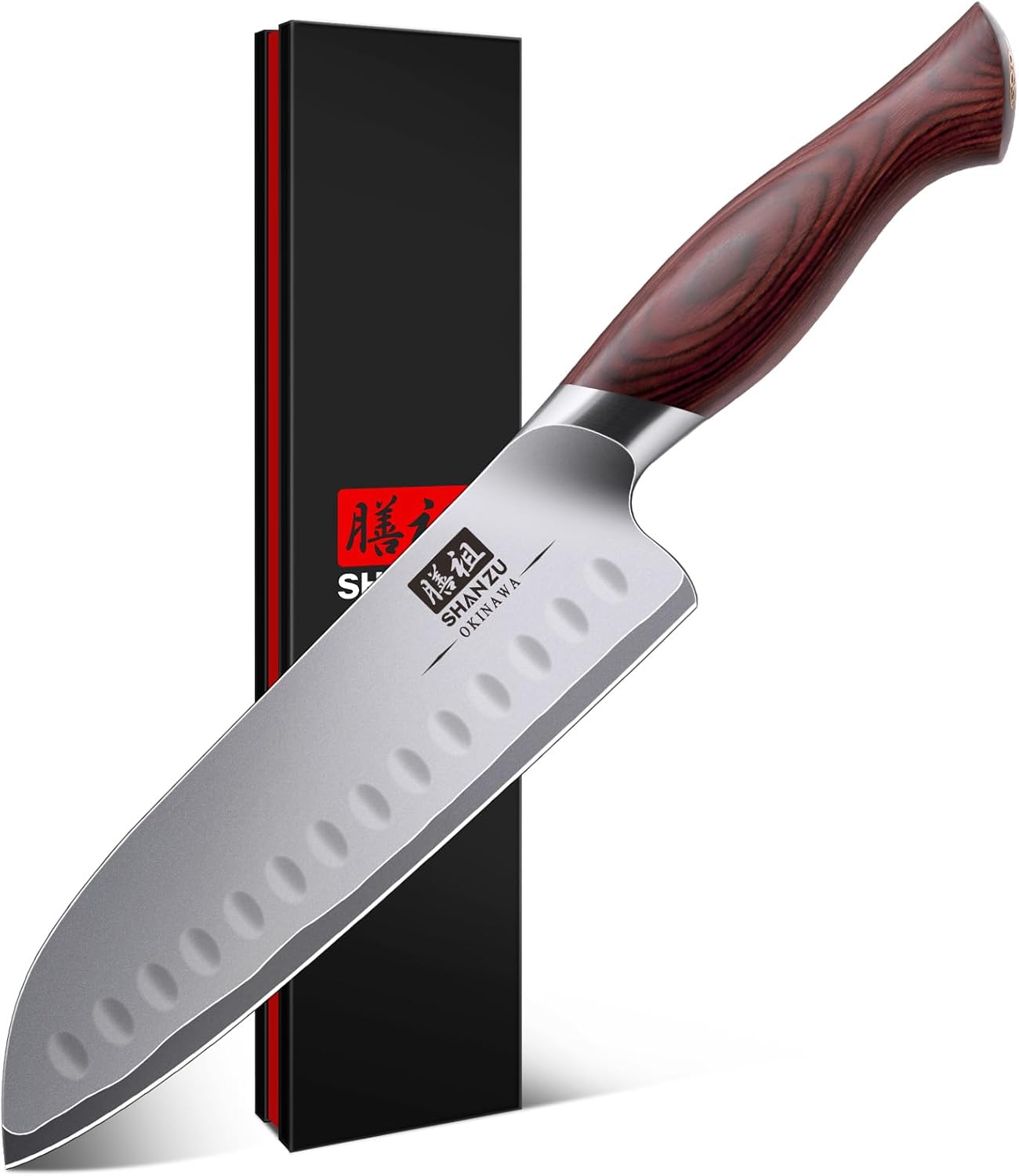 SHAN ZU - Couteau Santoku - Acier Carbone Japonais - Manche Ergonomique – €111,99