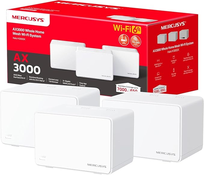 Systèmes Mesh WiFi MERCUSYS Halo H3000X – WiFi 6 – 650 m²