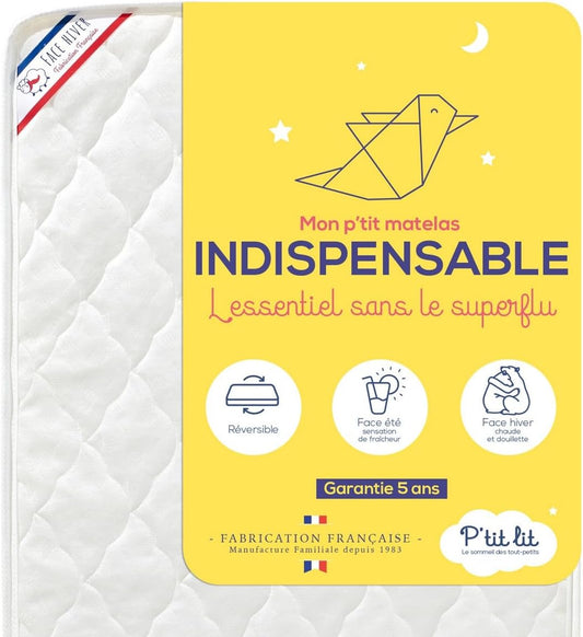 P'TIT LIT - Matelas Bébé Polyuréthane - Réversible Été/Hiver - Oeko-Tex – €46,99