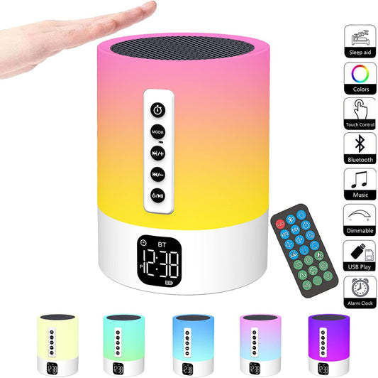 Bitswolee - Réveil Bluetooth - Lampe de Chevet Tactile - Bruit Blanc – €30,99