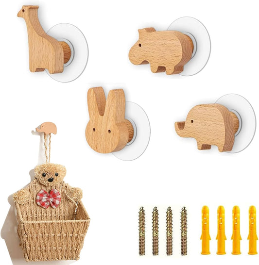 Ylinwtech - Crochets Muraux Enfant - Bois Naturel - Animaux Ludiques – €26,99
