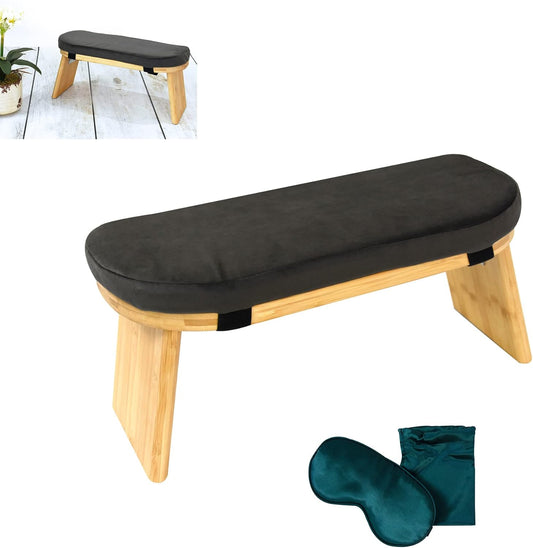 Clear Huku - Banc de Méditation - Bambou - Coussin Velours Gris – €44,99