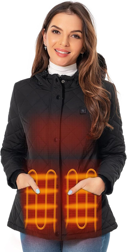 SGKOW - Veste Chauffante Femme - Imperméable - Capuche Ajustable – €28,99