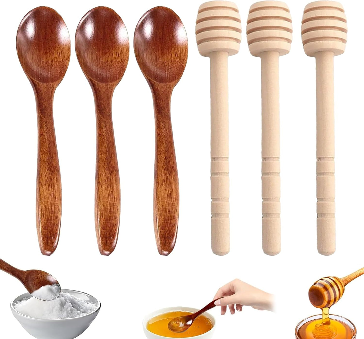Anmahe - Ensemble de Cuillères à Miel - Bois Naturel - 6 Pièces – €3,18