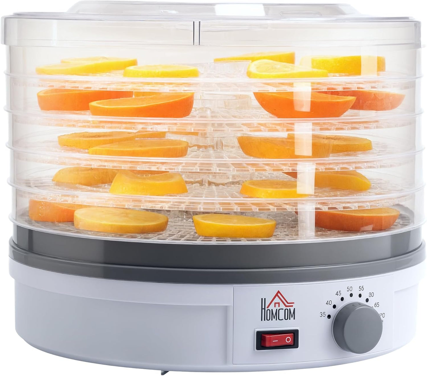 HOMCOM - Déshydrateur Alimentaire - Température Réglable - 5 Plateaux Empilables – €24,02