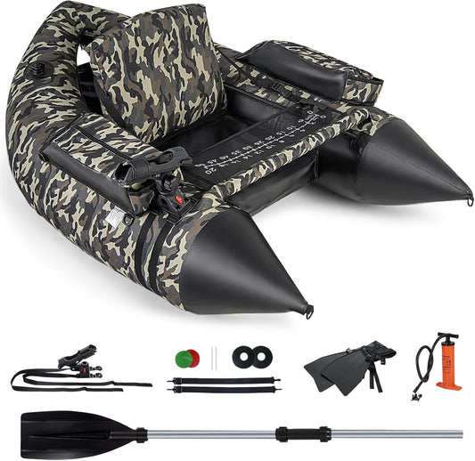 COSTWAY - Float Tube de Pêche - 150kg - V-Shape avec Accessoires – €57,99
