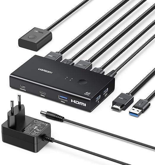 Commutateurs KVM UGREEN 4K 60Hz – 2 Entrées 1 Sortie