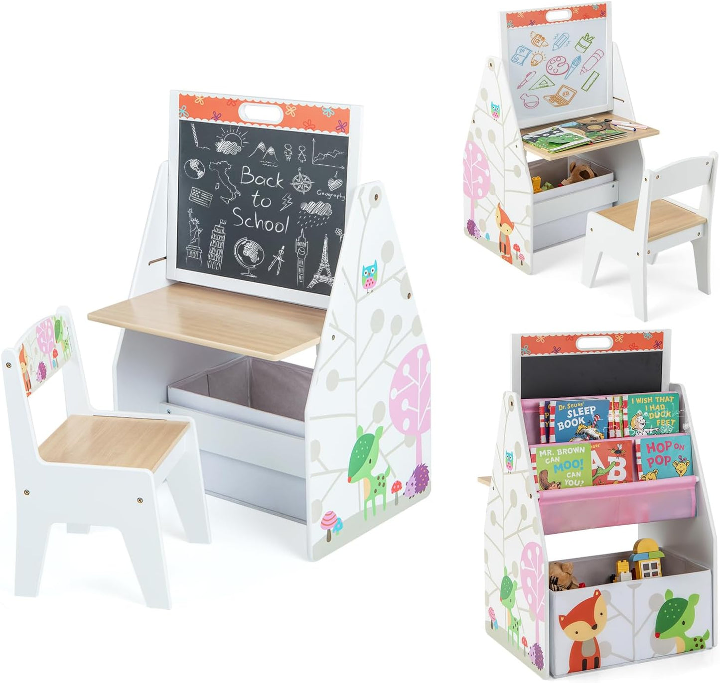 DREAMADE - Table Enfant - Double Face - Étagère & Rangement – €49,99
