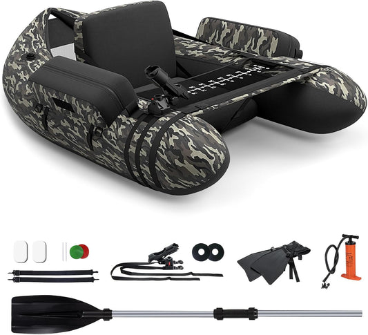 GYMAX - Float Tube de Pêche Gonflable - 150 KG - Équipé Complet – €178,99