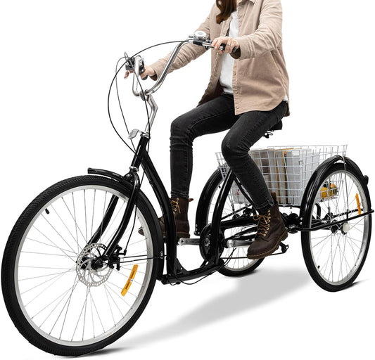 VonVVer - Tricycle Adulte - Cadre Acier Carbone - 6 Vitesses – €133,99