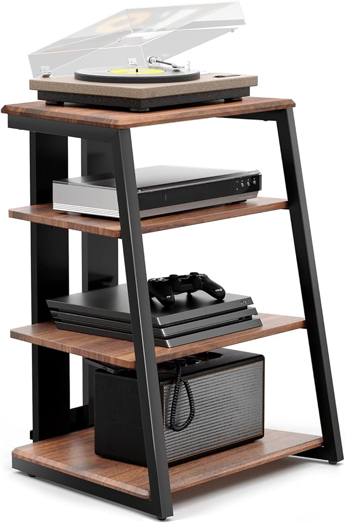 Pieds FITUEYES Meuble HiFi – 4 Étagères Bois et Acier