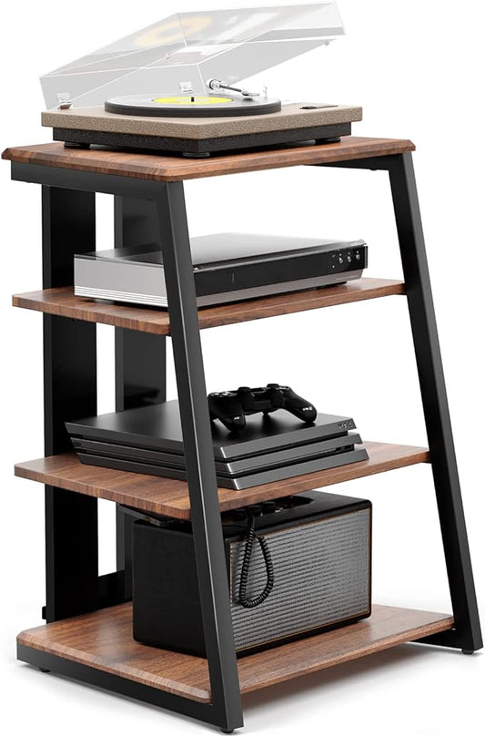 Pieds FITUEYES Meuble HiFi – 4 Étagères Bois et Acier