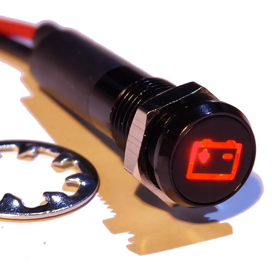 BlancatoGP - Indicateur LED 8mm - Cadre Noir - Symbole Batterie – €34,99