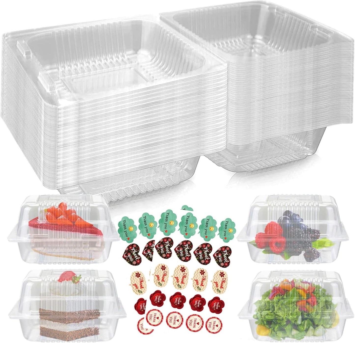 Surflyee - Boîtes à Gâteau 50pcs - Transparentes - Avec Stickers – €5,13