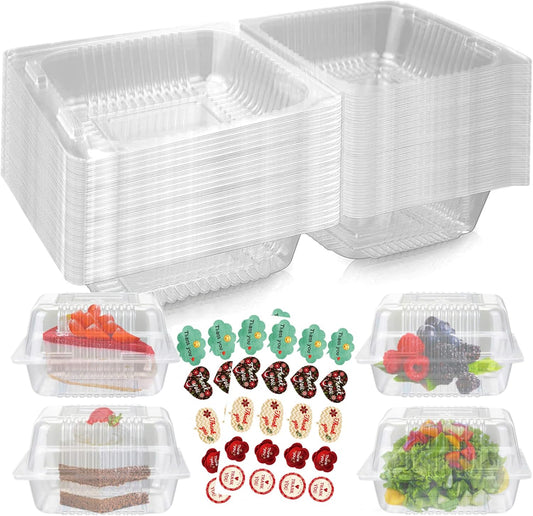 Surflyee - Boîtes à Gâteau 50pcs - Transparentes - Avec Stickers – €5,13