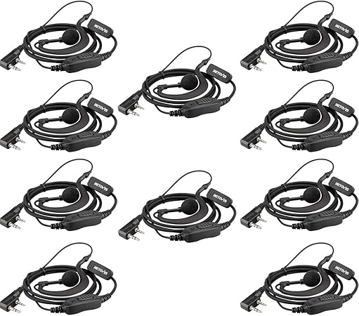 Casques et écouteurs Retevis Type C 2 Broches – 10 Pcs