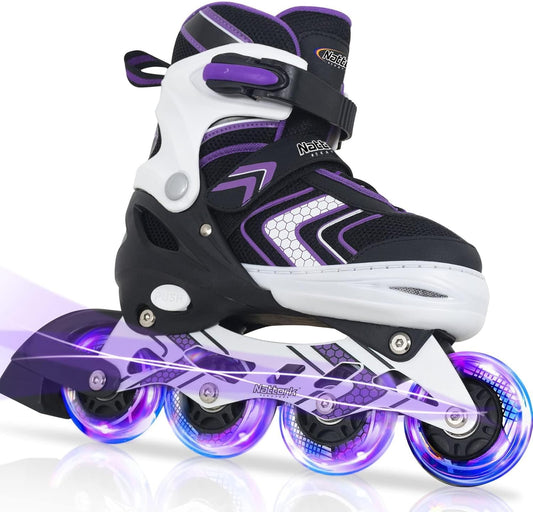 Nattork - Patins à Roulettes Enfant - Taille Ajustable - Roues Lumineuses – €24,99