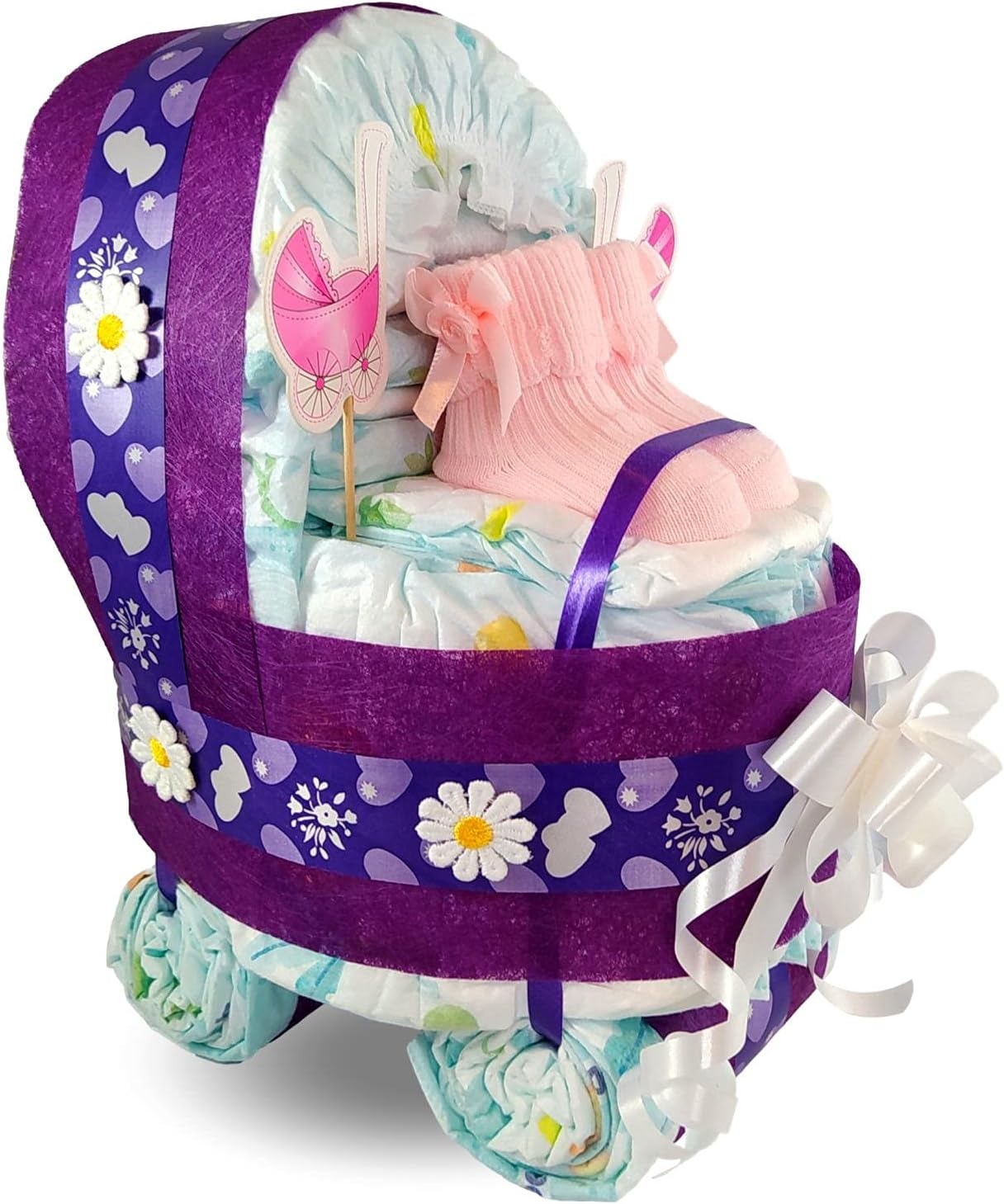 Tiernos Momentos - Gâteau de Couches - Fait Main - Décoration Fleurie – €33,99