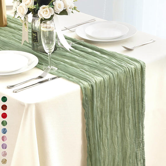 Cekene - Chemin de Table - Vert Sauge - 90x400cm – €3,89