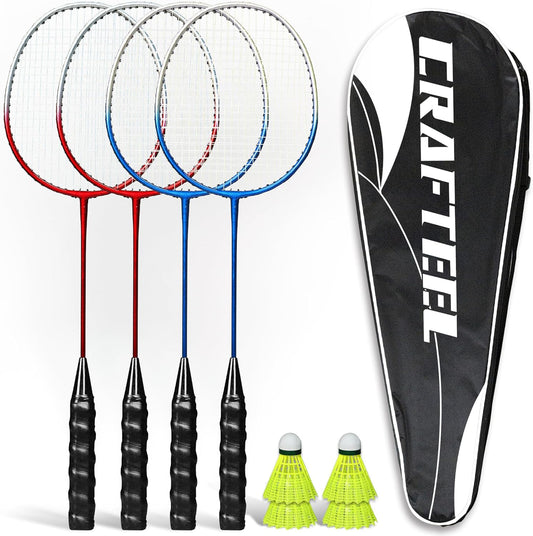 Crafteel - Set de Raquettes de Badminton - 4 Joueurs - Construction en Acier – €25,99