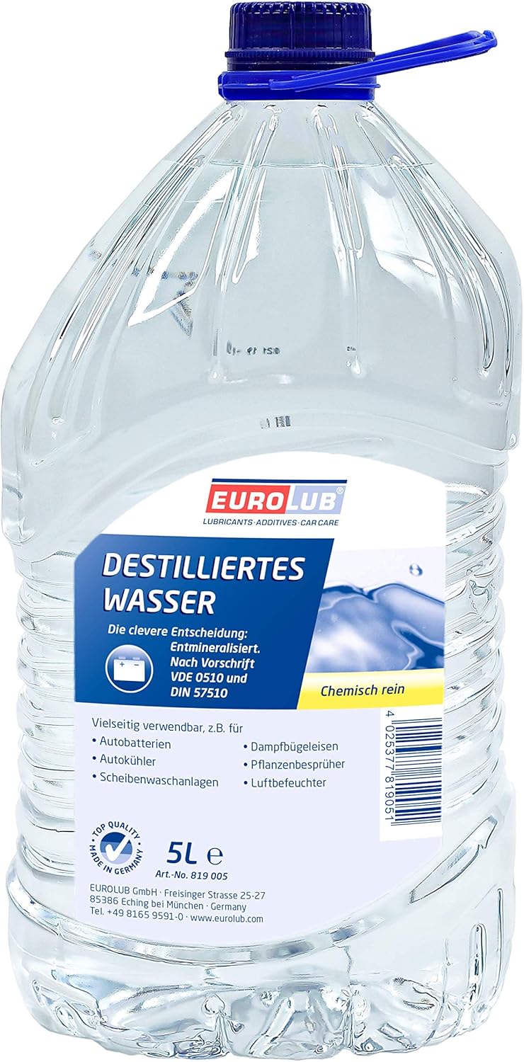 Eurolub - Eau Distillée - 5L - Usage Domestique et Industriel – €50,99
