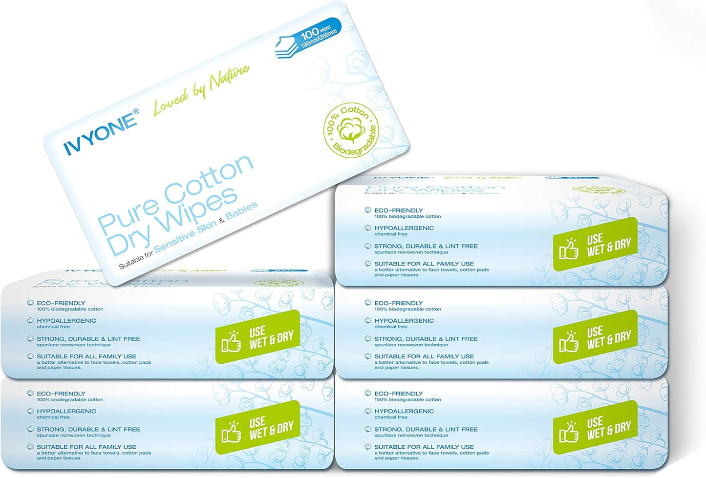 IVYONE - Lingettes en Coton - Biodégradables - Sans Produits Chimiques – €26,99