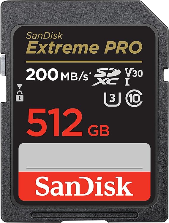 Carte SD SanDisk Extreme PRO 512 Go – Vitesse 200 Mo/s