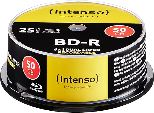 BD-R Intenso 50 GB – 25 Disques – Vitesse 6x