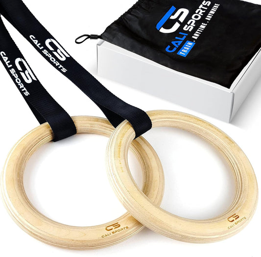 CALI SPORTS - Anneaux de Gymnastique - Bois Robuste - Sangles Ajustables – €25,99