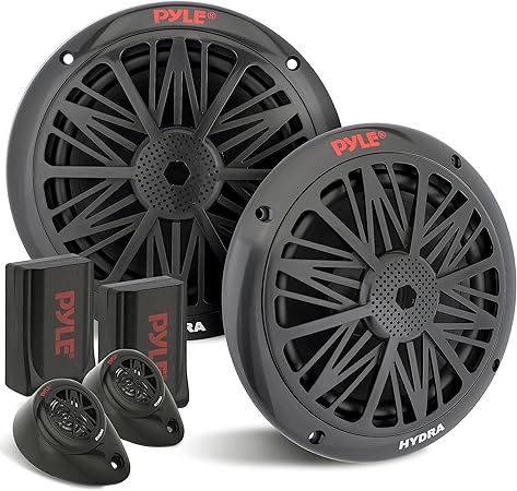 Audio marine Pyle 200 Watts – Haut-parleurs 2 Voies – Noir