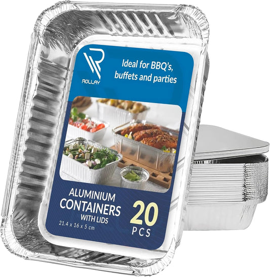 Rollay - Barquettes en Aluminium - 1000ml - Pack de 20 avec Couvercles – €8,44