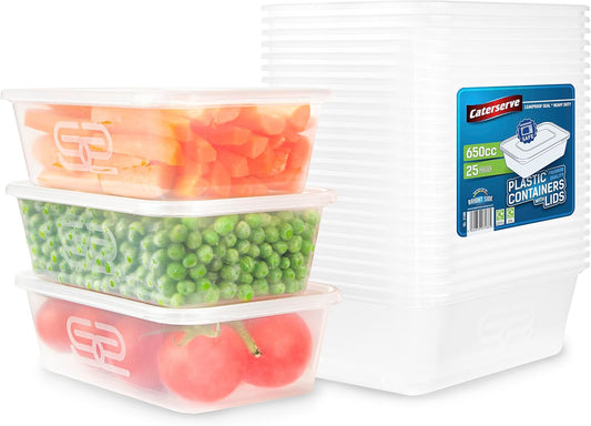 Caterserve - Contenants Alimentaires 650ml - Couvercles Hermétiques - Réutilisables – €6,49