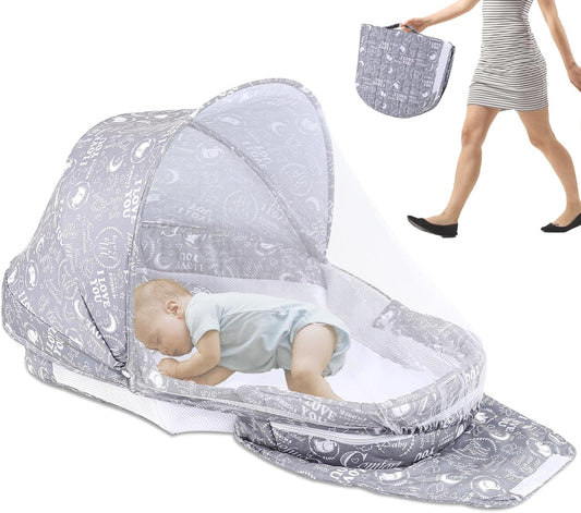 DJEDJEO - Lit de Voyage Bébé - Pliable - Avec Moustiquaire – €35,99