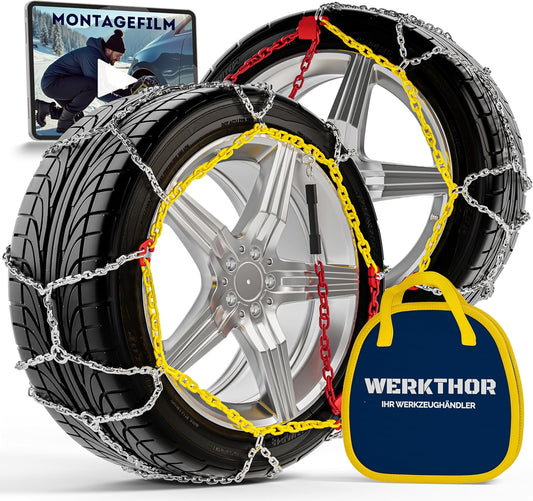 WERKTHOR - Chaînes Neige Voiture - Montage Facile - Taille Polyvalente – €34,99
