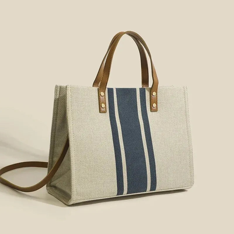 Élégance Rayée™ – Sac Cabas en Toile à Rayures, Style et Praticité