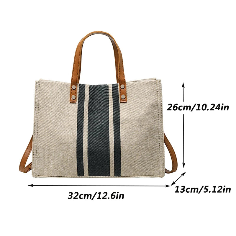 Élégance Rayée™ – Sac Cabas en Toile à Rayures, Style et Praticité